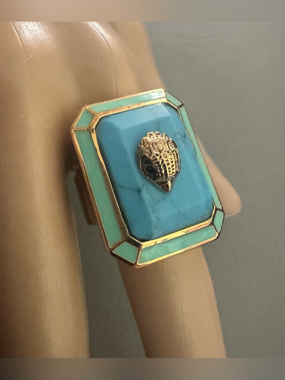 New Kurt Geiger Eagle Head Turquoise Ring - Picture 2 of 10